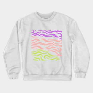 Violet Pink Yellow green wavy pattern in Whte Crewneck Sweatshirt